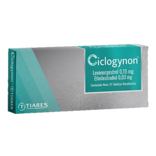 Levonorgestrel + Etinilestradiol 0,15mg/0,03mg Ciclogynon Tiares Caja x 21 Tabletas