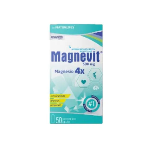 Magnesio 4x Magnevit Advanced 500mg Naturlife´s Frasco x 50 Capsulas